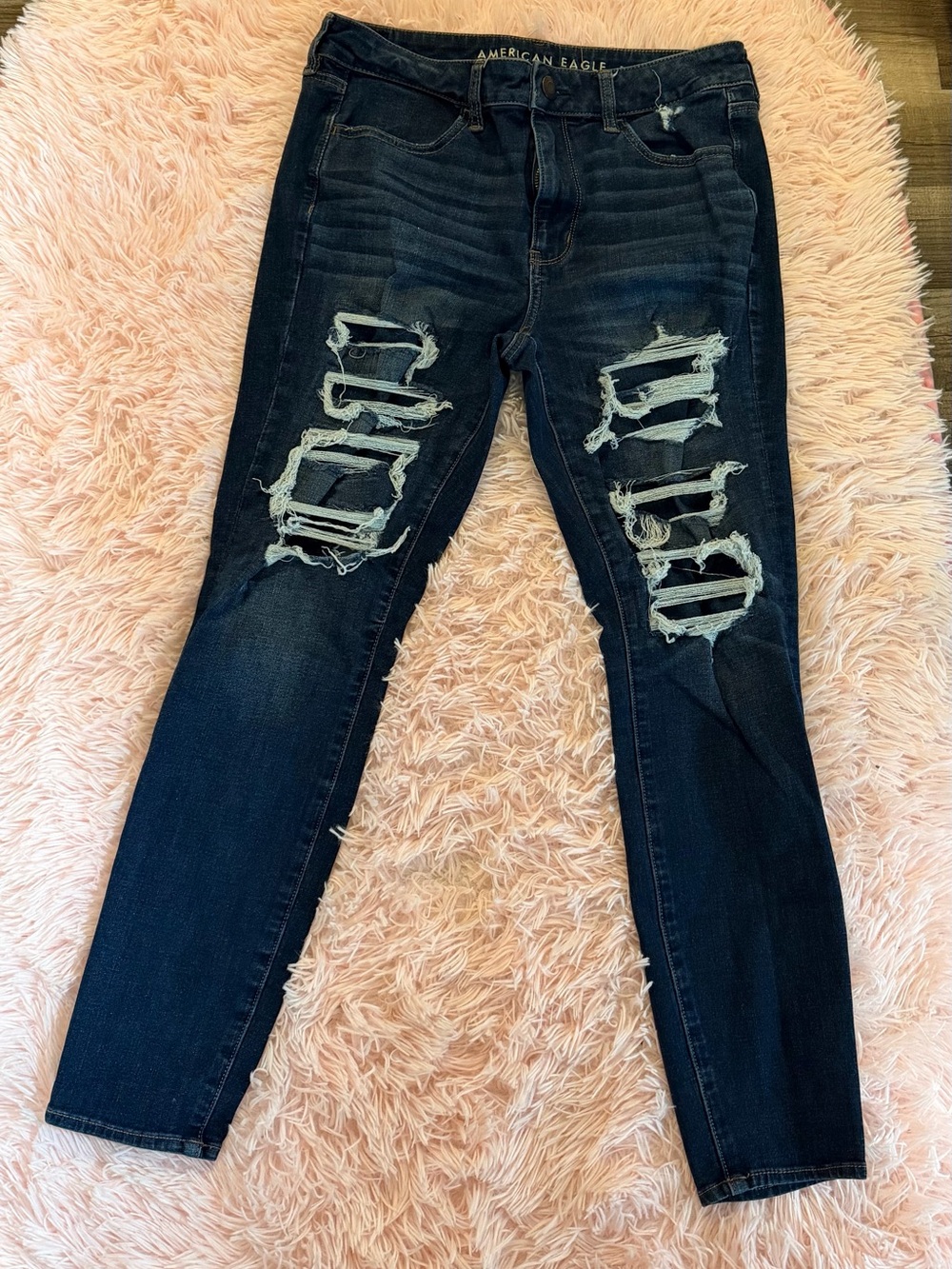 American Eagle Outfitters Dark Wash Distressed Skinny Jeans - Women